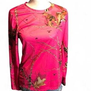 Mossy Oak Long Sleeve Shirt Pink Camo Athletic Top Women's M 8-10